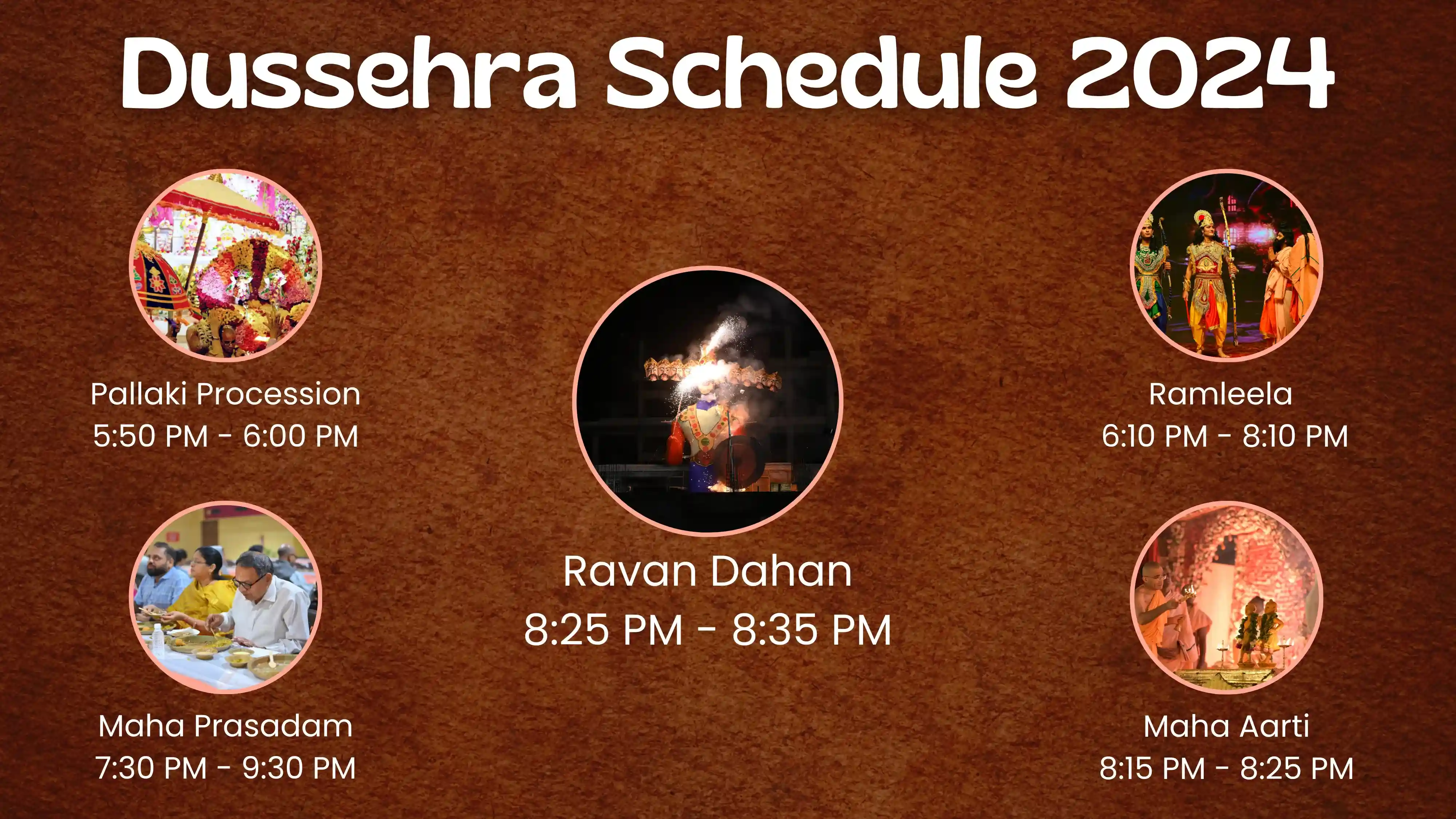 Schedule of Dusehra Celebration at Hare Krishna Mandir